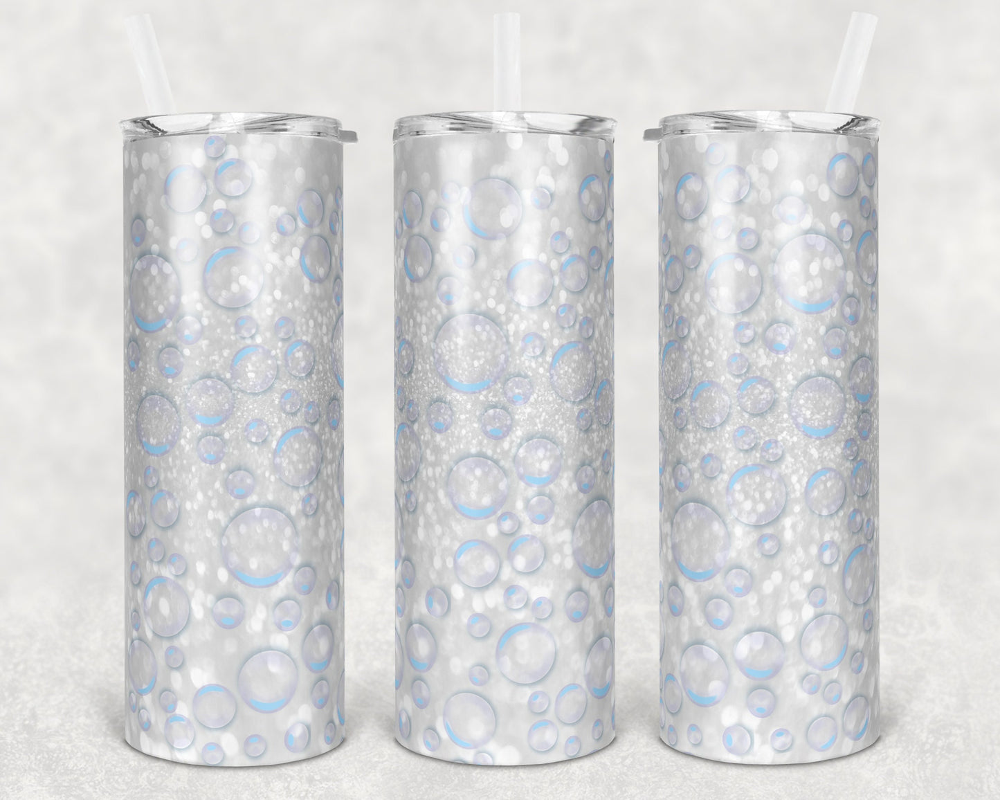 20 oz Skinny Tumbler Sublimation Design Template Blue Bubbles Design tumblers