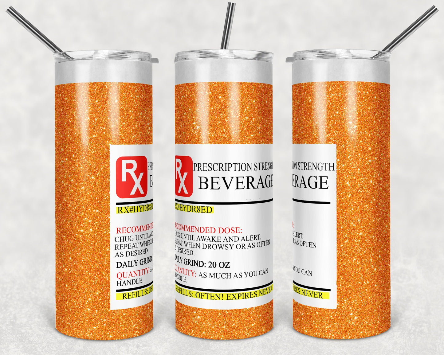 20 oz Skinny Tumbler Prescription Bottle Daily Grind Sublimation Design Print Transfer