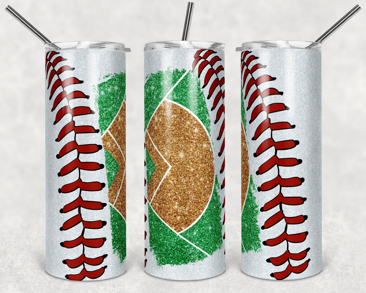 20 oz Skinny Tumbler Baseball Blank Field Laces glitter Sublimation Design Template Design