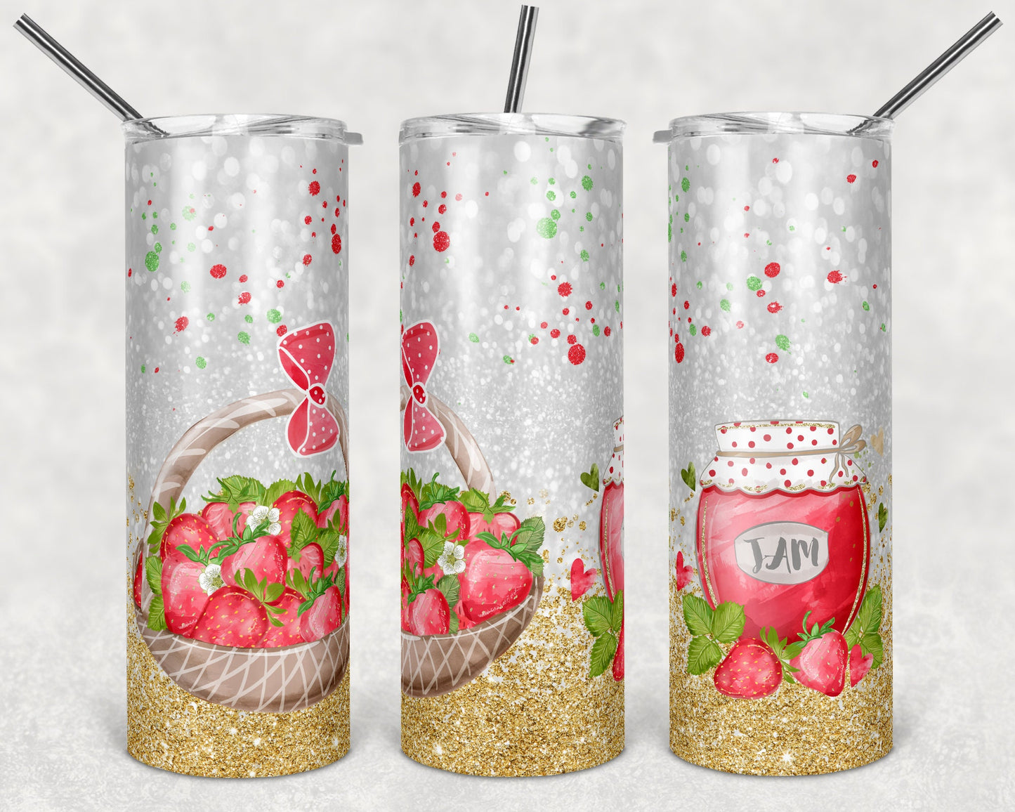 20 oz Skinny Tumbler Strawberry Jam Strawberries Sublimation Design