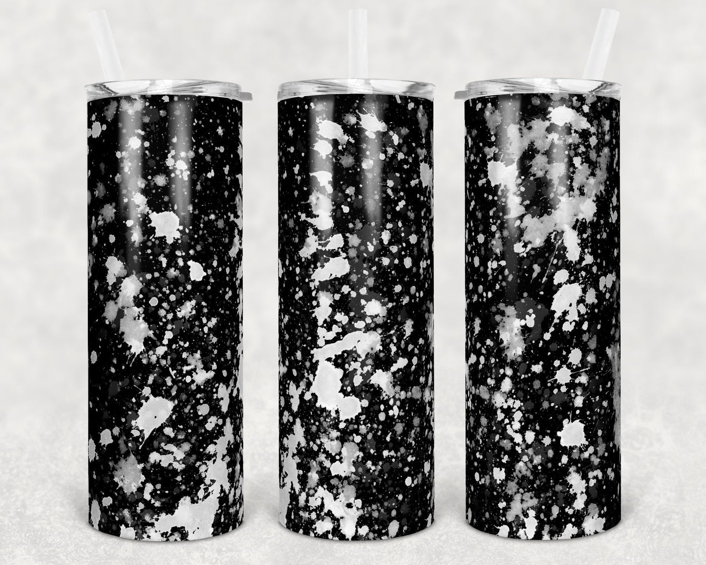 20 oz Skinny Tumbler Sublimation Design Template Black White Power Wash Straight Warped Design