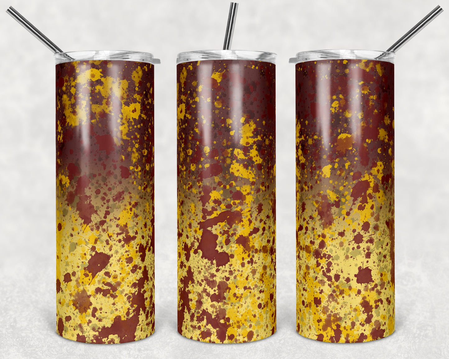 20 oz Skinny Tumbler Sublimation Design Template Maroon Gold Yellow Power Wash Add School Logo Straight Warped Design