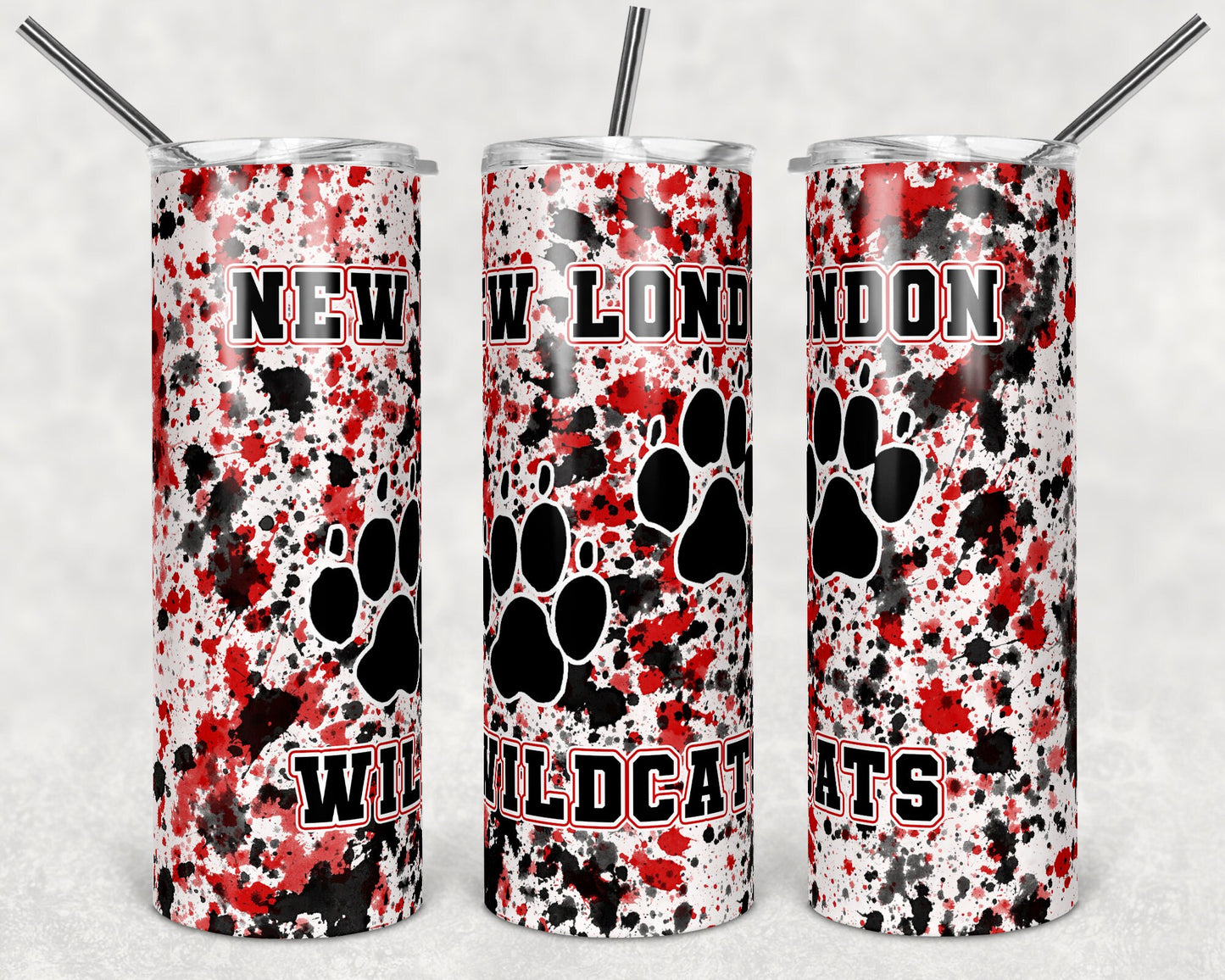 20 oz Skinny Tumbler Sublimation Design Template wildcats Power Wash School Logo Straight Warped Design