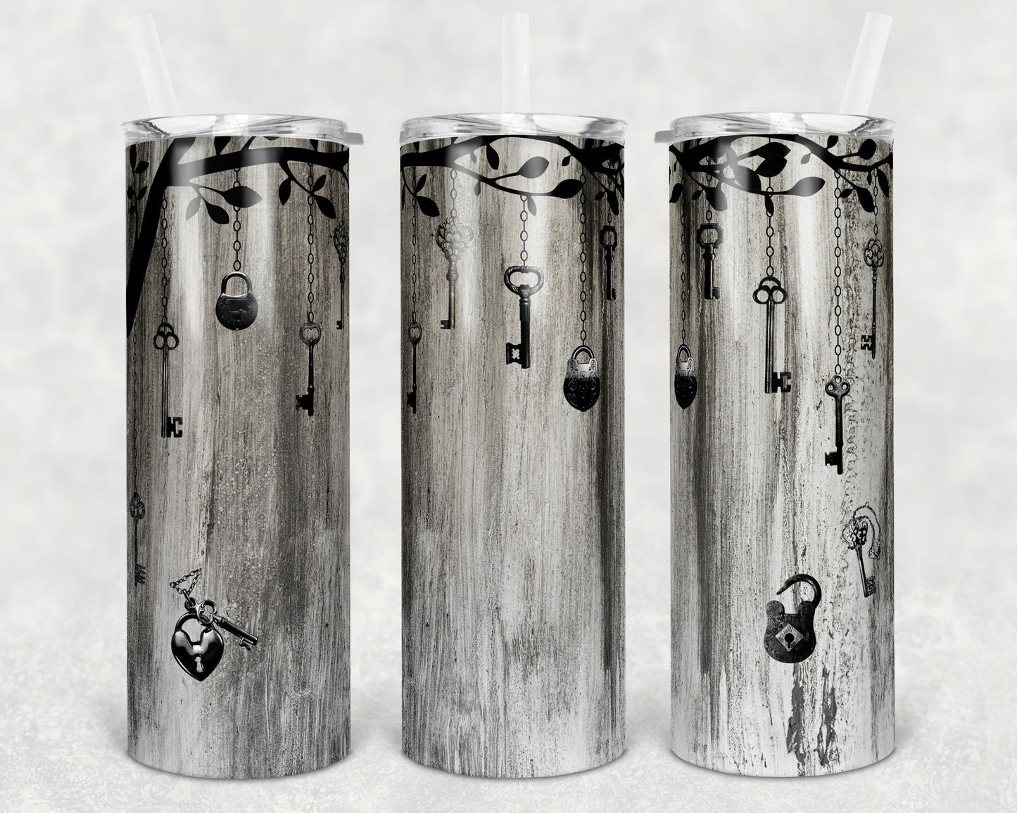 20 oz Skinny Tumbler Sublimation Design Template Vintage Keys key Straight Warped