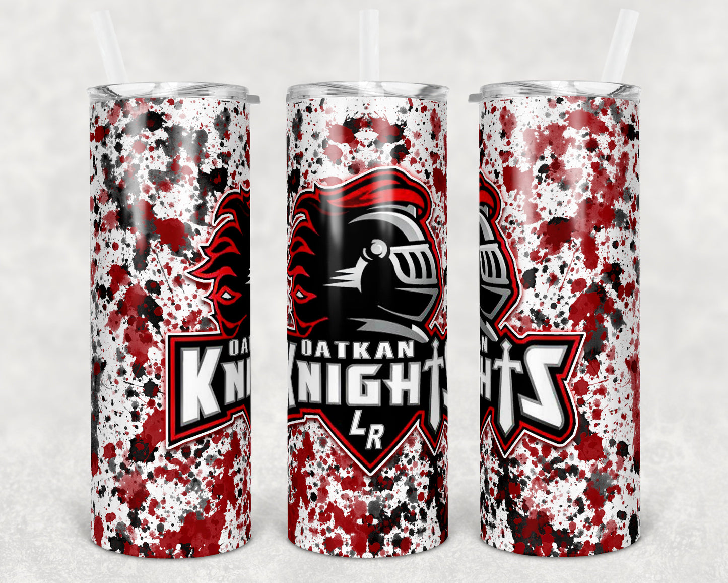 20 oz Skinny Tumbler Sublimation Design Template Knights Power Wash School Logo Straight Warped Design