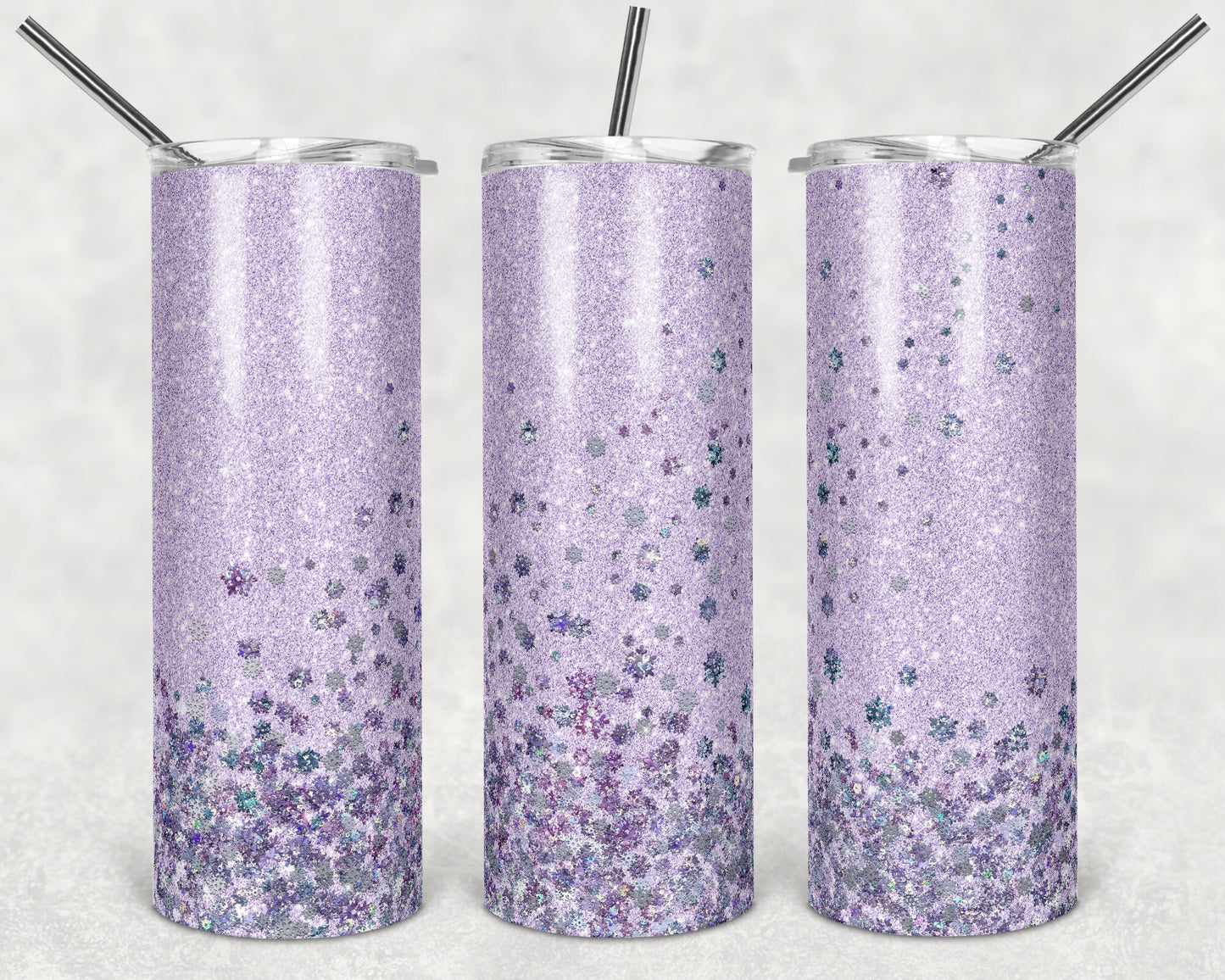 20 oz Skinny Tumbler Sublimation Design Template Glitter Snowflake Winter Overlay Design