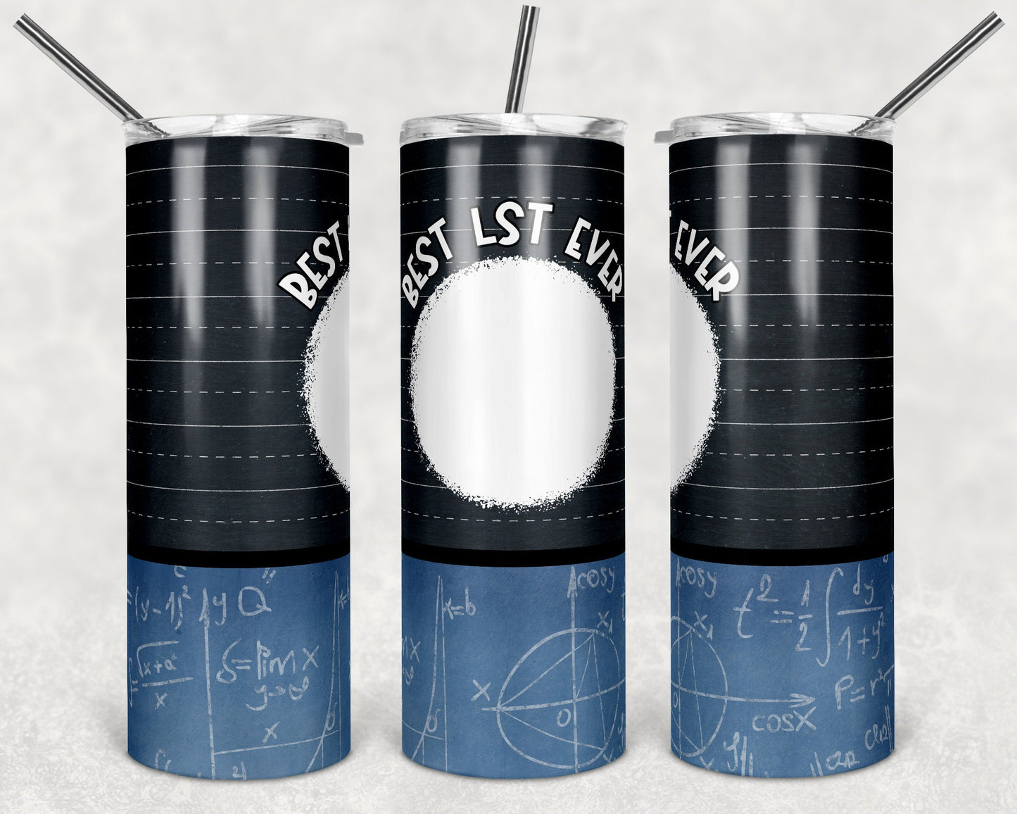 20 oz Skinny Tumbler Unisex Teacher Male Tumbler Best Lst Ever Monogram Sublimation Design chalkboard