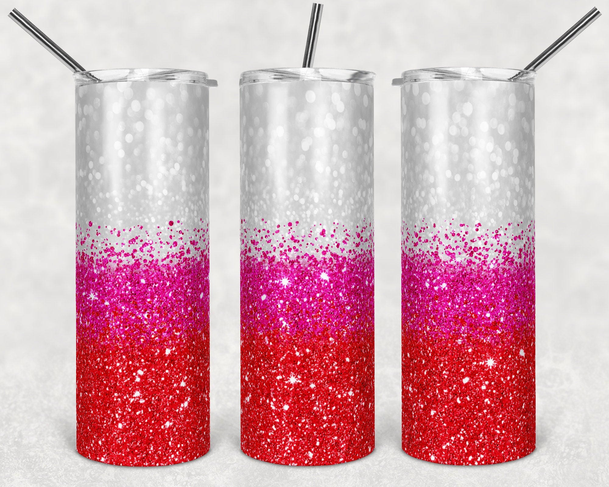 20 oz Skinny Tumbler Sublimation Design Template Glitter Ombre Red Pin ...