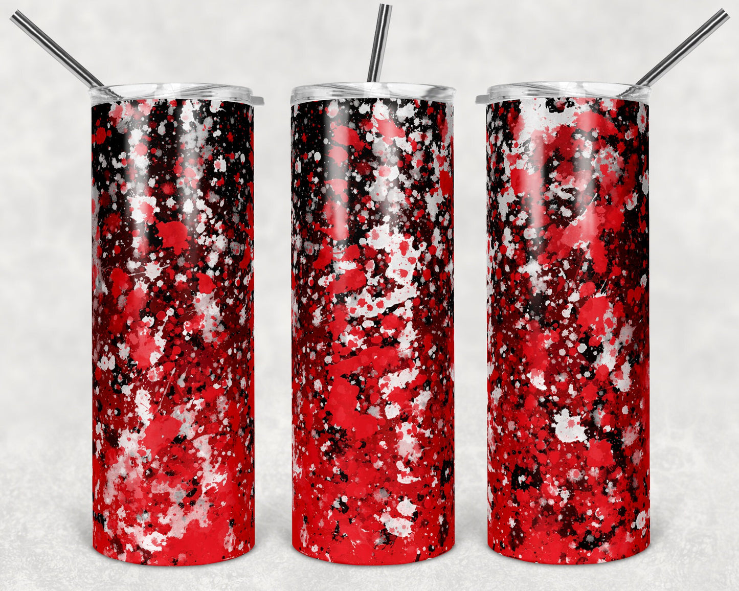 20 oz Skinny Tumbler Sublimation Design Template Red Black White Power Wash Add School Logo Straight Warped Design