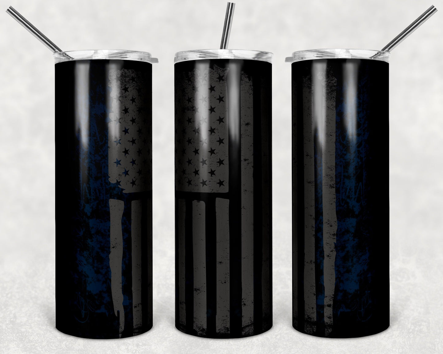 20 oz Skinny Tumbler Distressed Flag Gray Sublimation Design Print Transfer