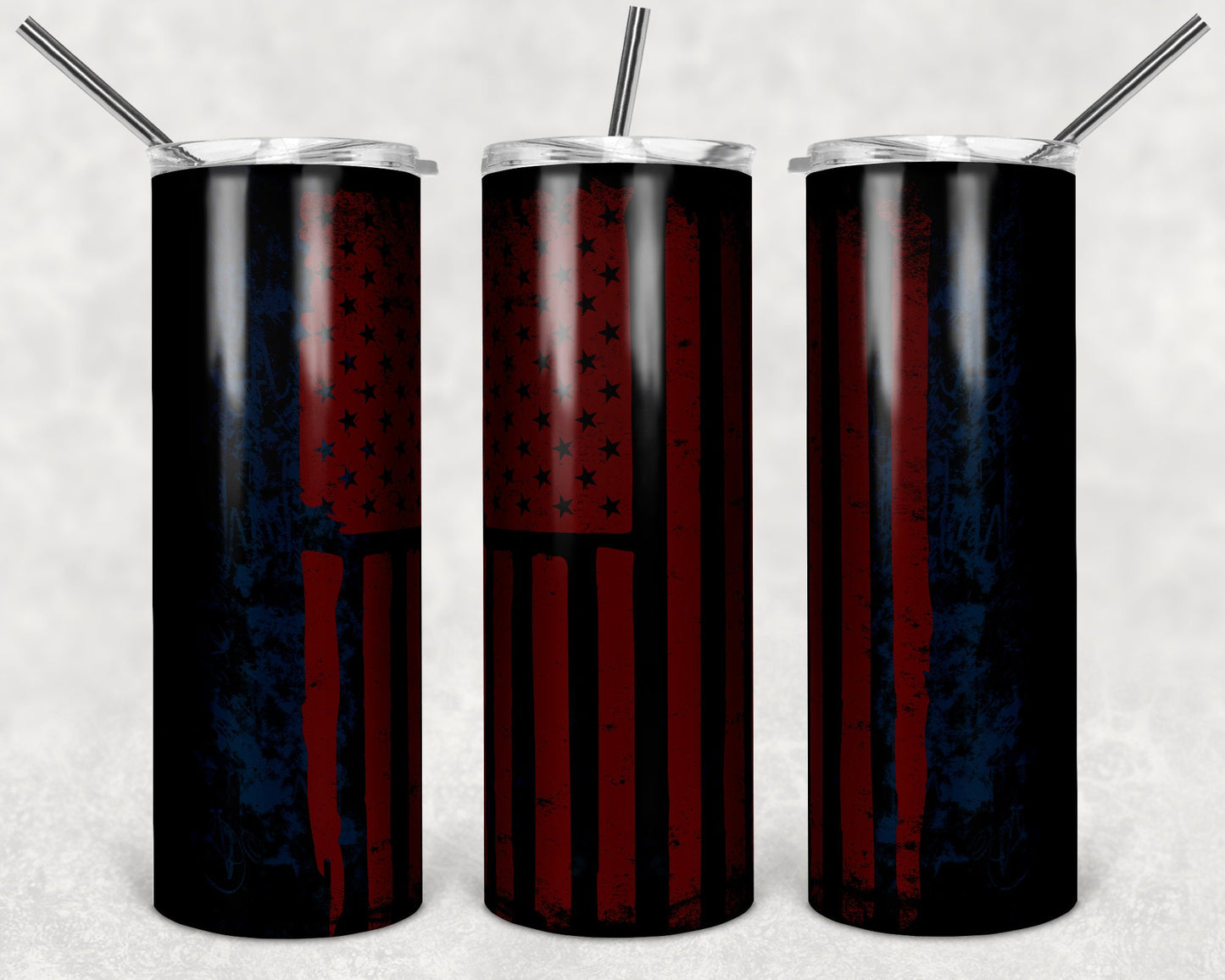 20 oz Skinny Tumbler Distressed Flag Red Sublimation Design Print Transfer