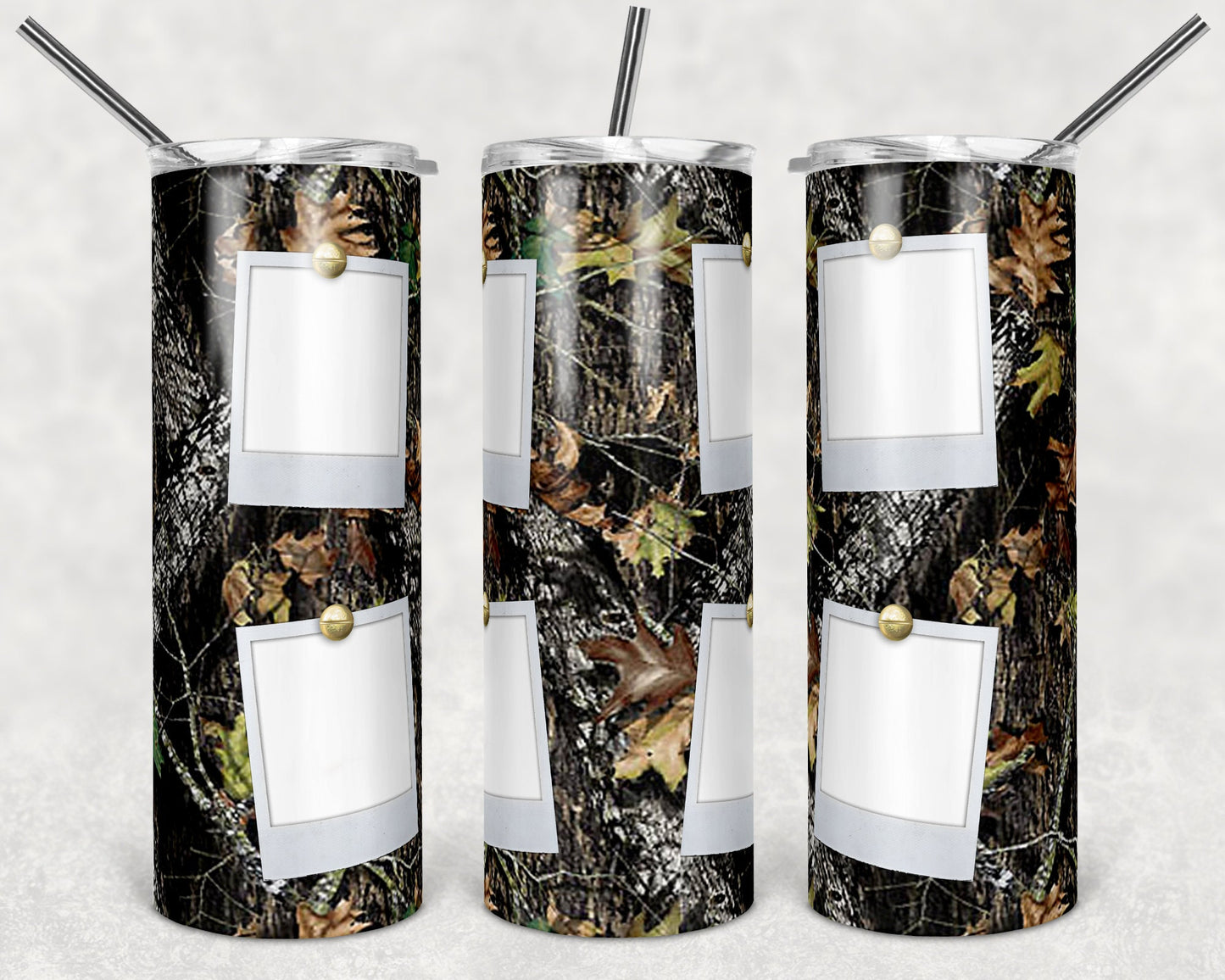 20 oz Skinny Tumbler Frame Camo Picture Real Tree 4 Picture Sublimation Design tumblers