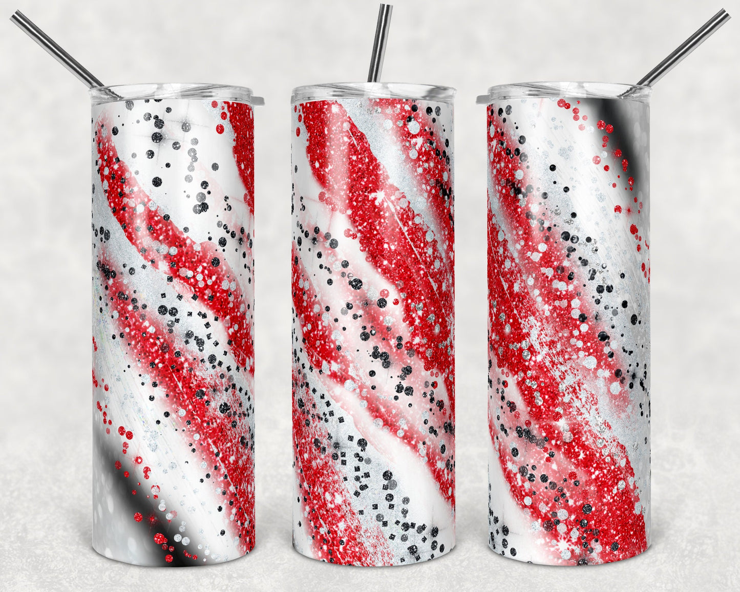 20 oz Skinny Tumbler Sublimation Template Agate Milky Way Red Black White Straight Design