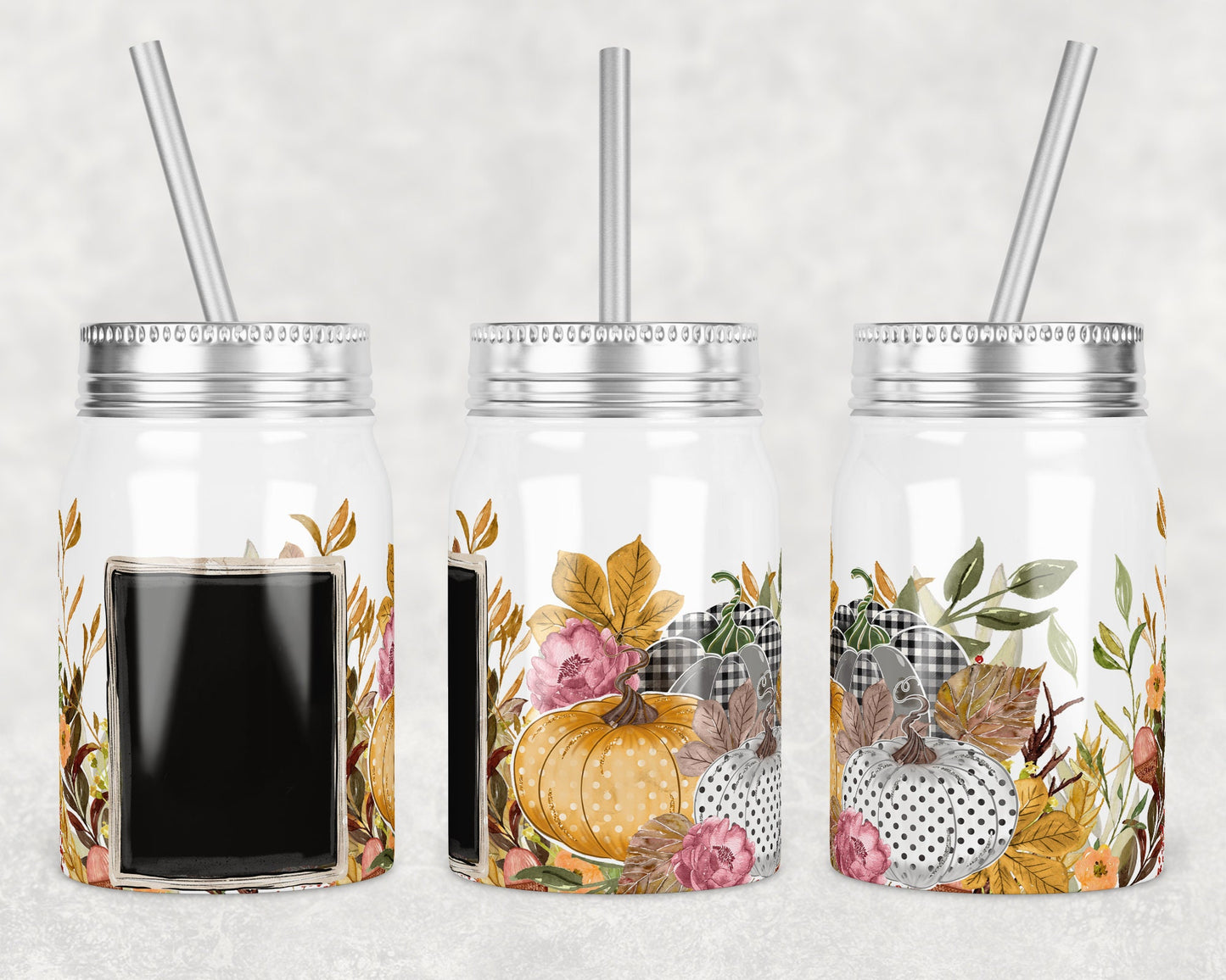 17 oz Mason Jar Tumbler Sublimation Design Template Fall Pumpkins Sign Design Instant