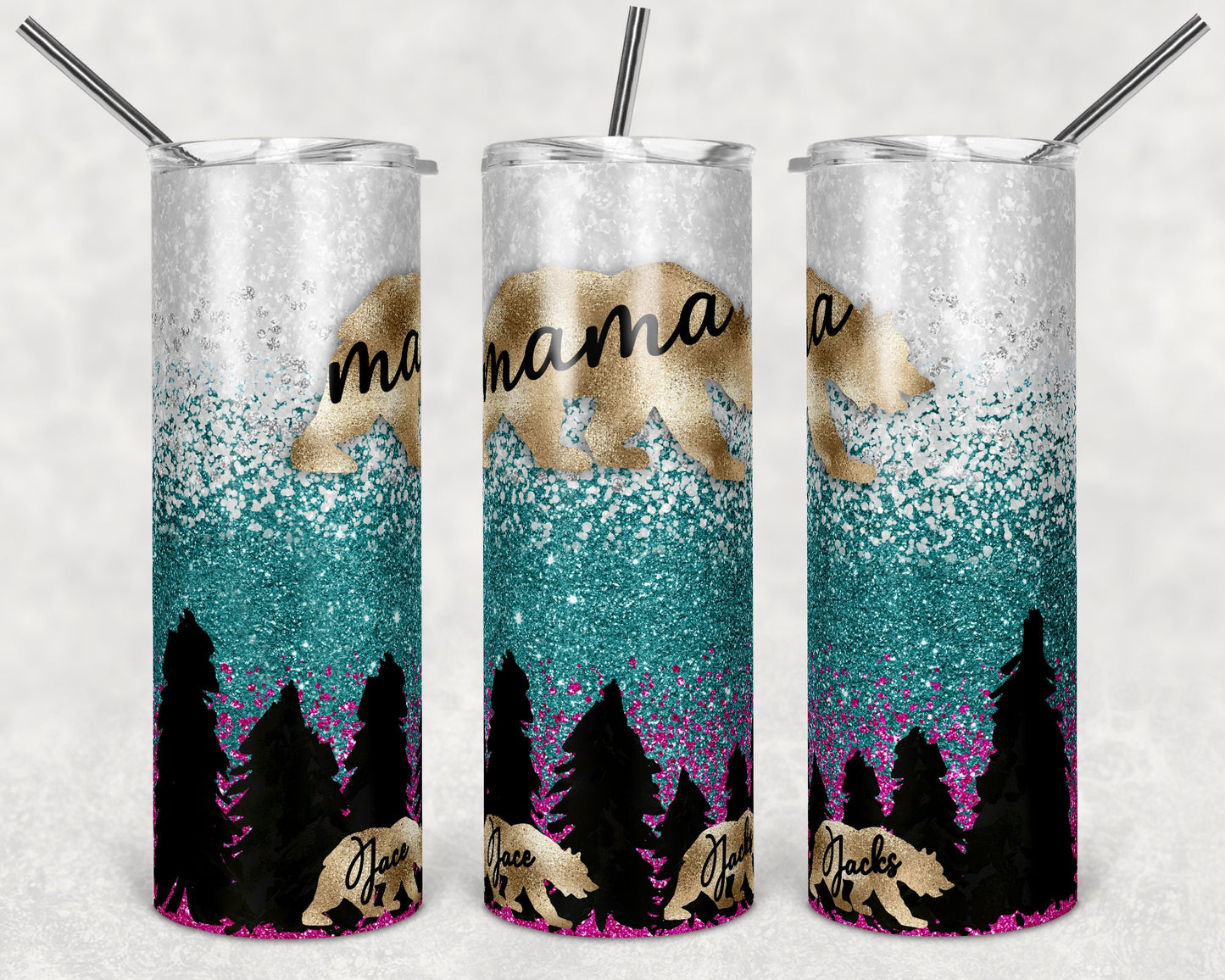20 oz Skinny Tumbler Sublimation Design Template Mama Bear Custom Jacks Jace