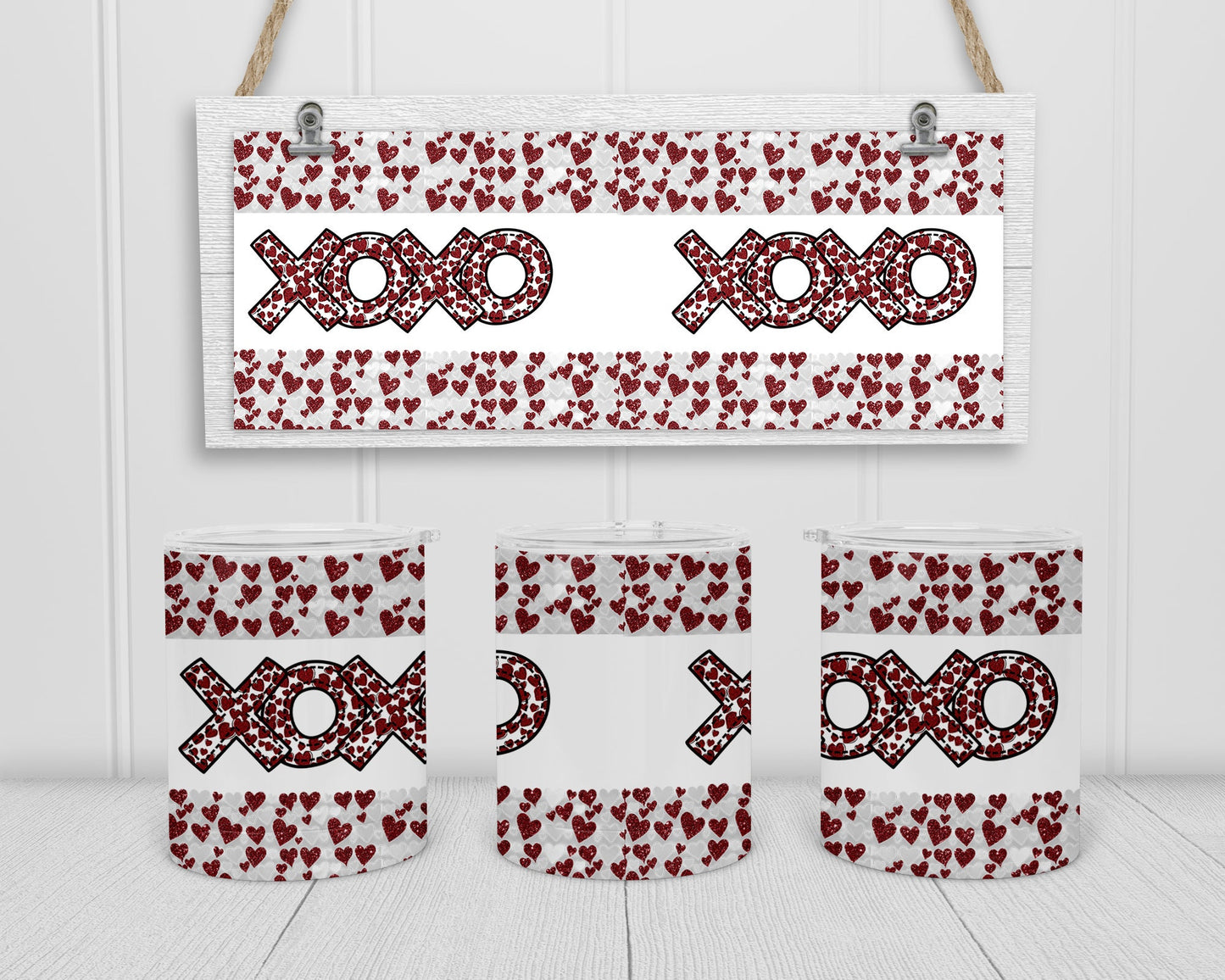 Sublimation Camp Cup Lowball Mug Sublimation Design xoxo Red Hea No background