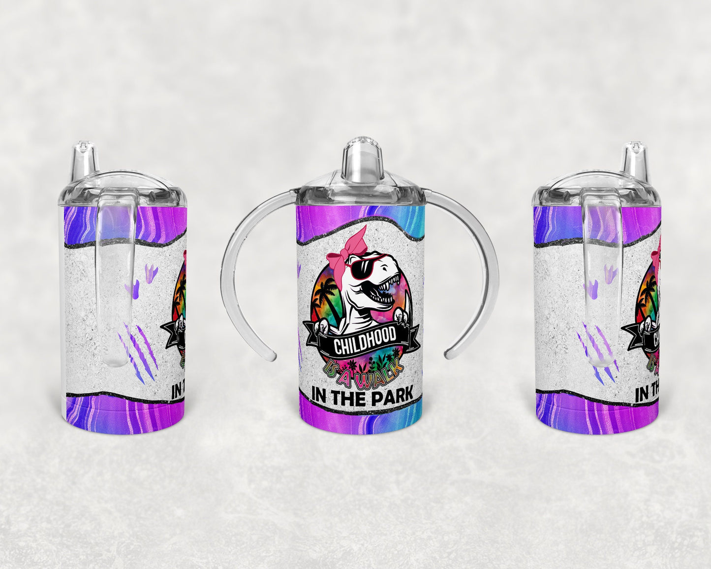 Straight Sippy Cup Sublimation Childhood Girl and Boy Walk in the Park Design