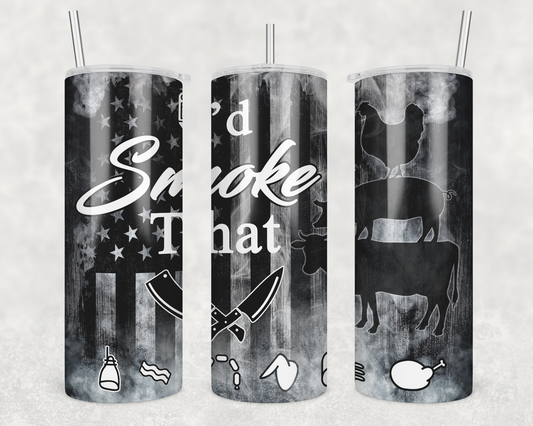 20 oz Skinny Tumbler Sublimation Design BBQ Smoking Meat Smoker Tumbler Grill