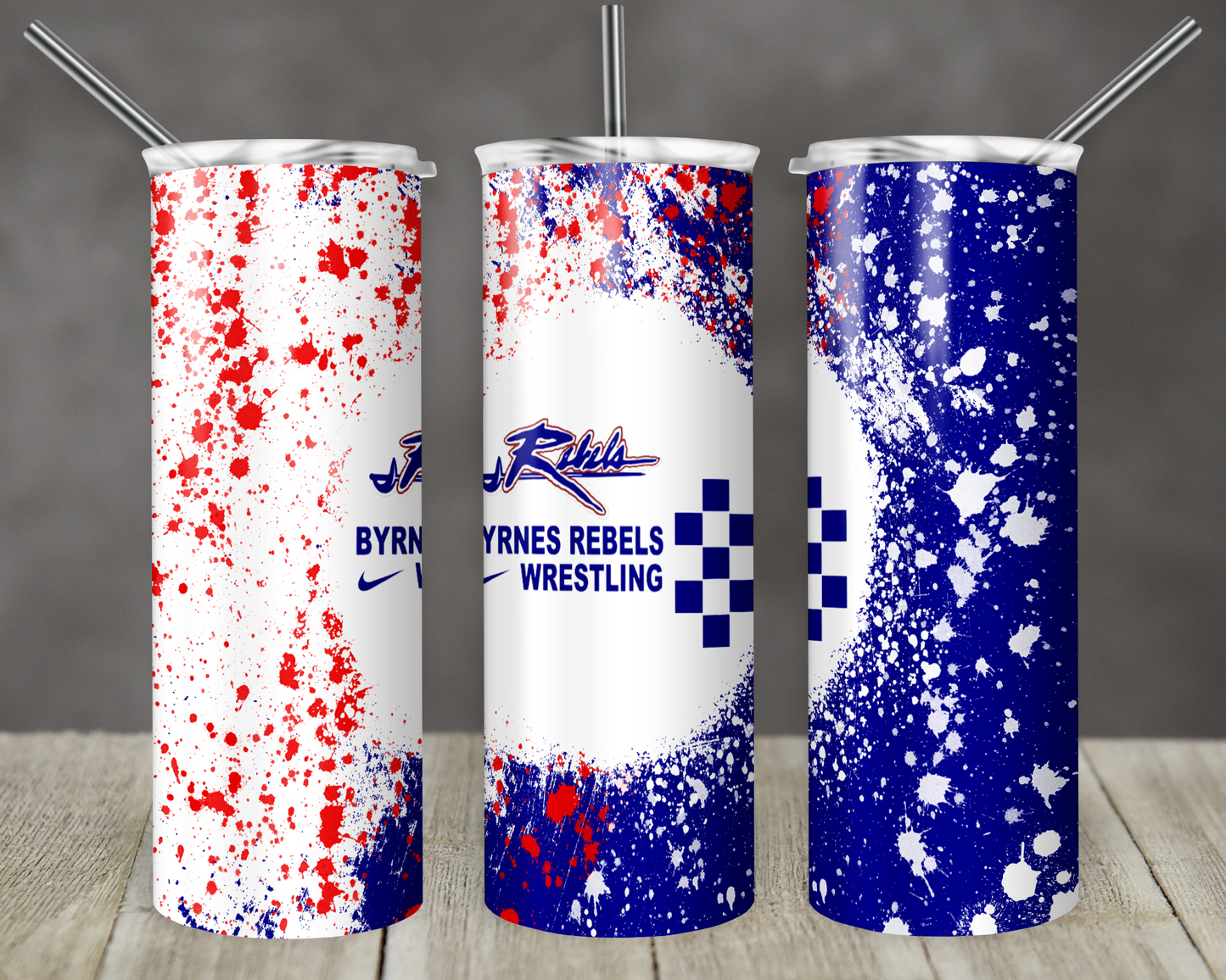 20 oz Skinny Tumbler Byrnes Wrestling Image Sublimation Design Print Transfer