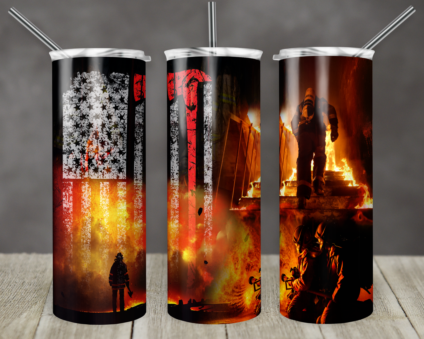 20 oz Skinny Tumbler Sublimation Design Template Firefighter Fire Dept Tumbler