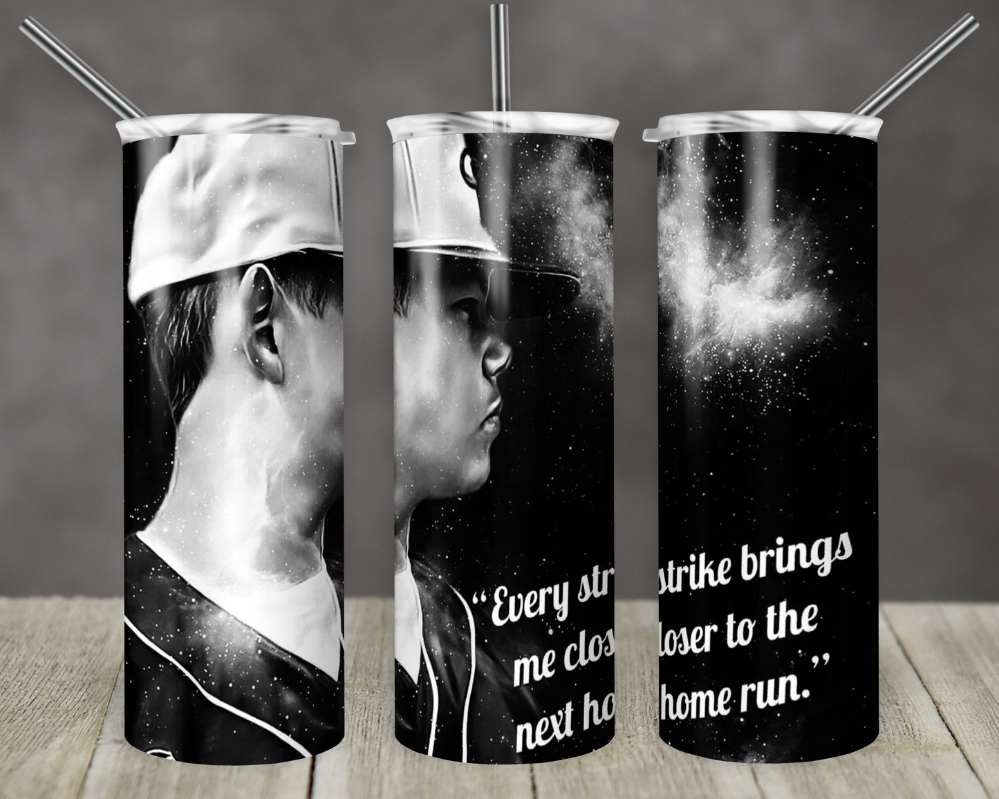 20 oz Skinny Tumbler Blank Every Strike Counts Baseball Sublimation Design