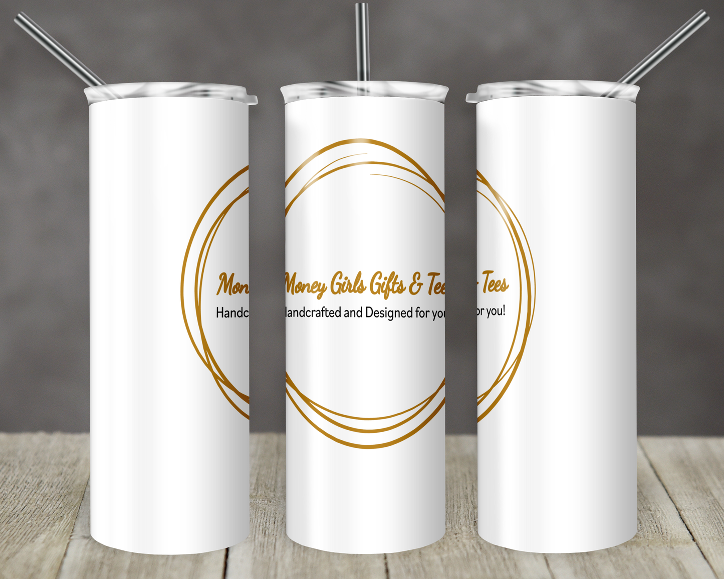 20 oz Skinny Tumbler Sublimation Design Money Girls Gifts Logo Straight Design