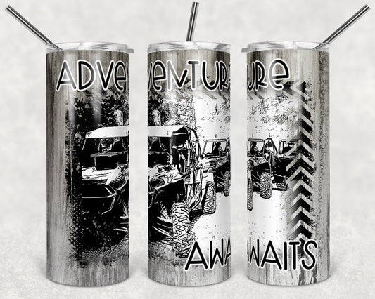 20 oz Skinny Tumbler Sublimation Design Template Adventure Awaits 4x4 Design
