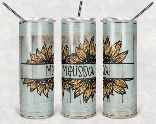 20 oz Skinny Tumbler Mint Sunflower Sublimation Design Print Transfer