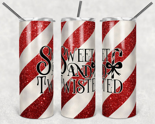 20 oz Skinny Tumbler Holiday Candy Cane Sweet and Twisted Sublimation Design Print Transfer