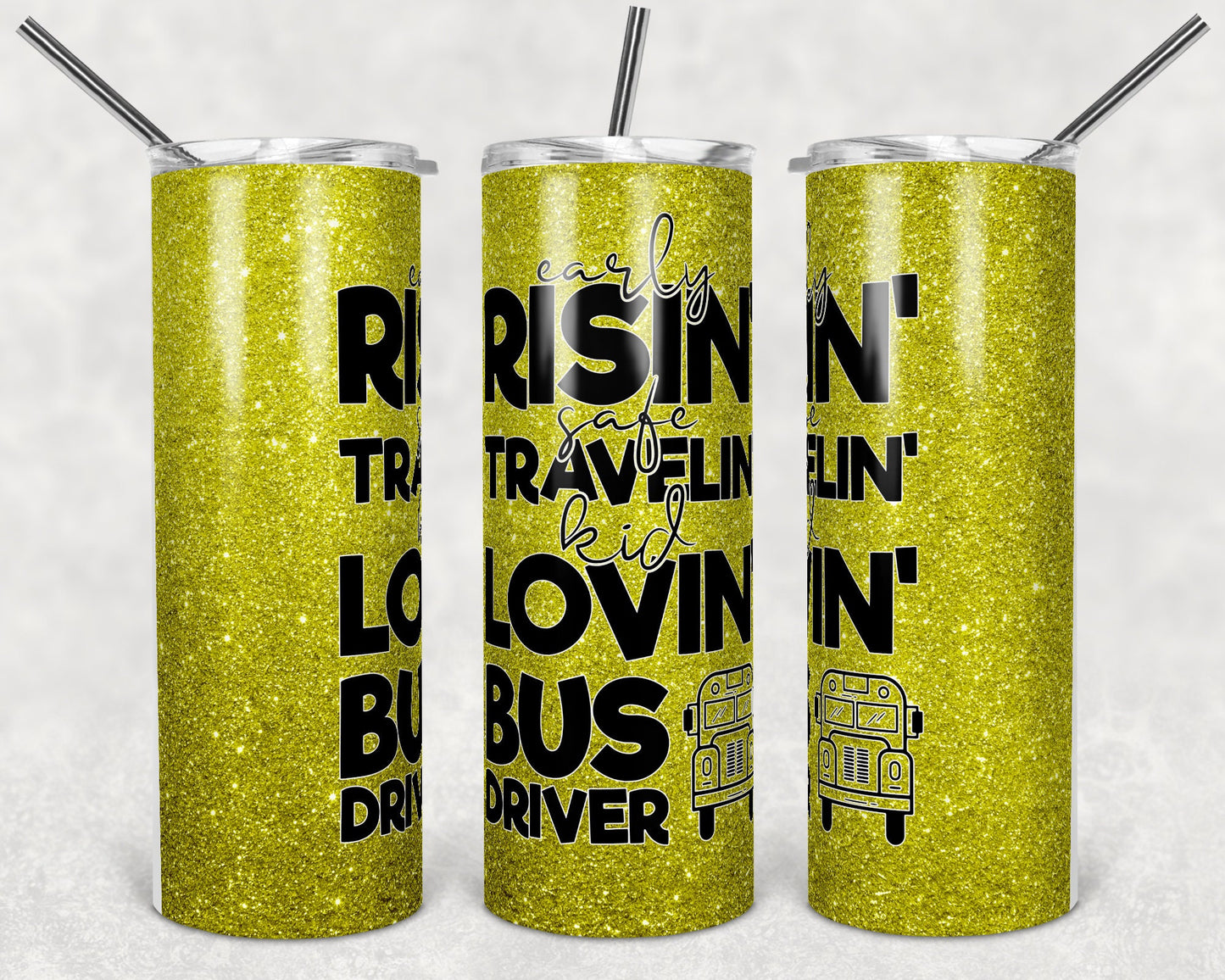 20 oz Skinny Tumbler School Bus Diver Kid Lovin Sublimation Design Print Transfer