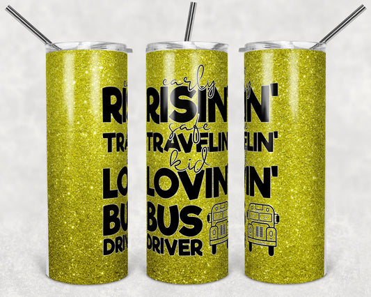 20 oz Skinny Tumbler School Bus Diver Kid Lovin Sublimation Design Print Transfer