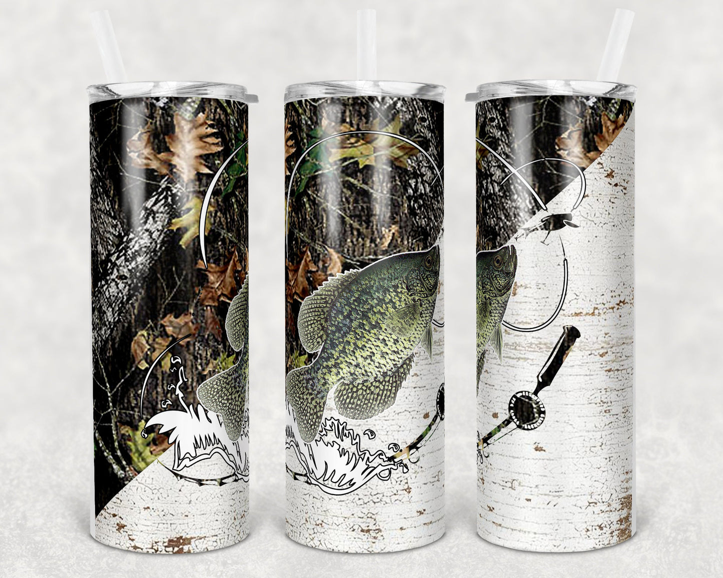 20 oz Skinny Tumbler Crappie Fishing Sublimation Design Print Transfer