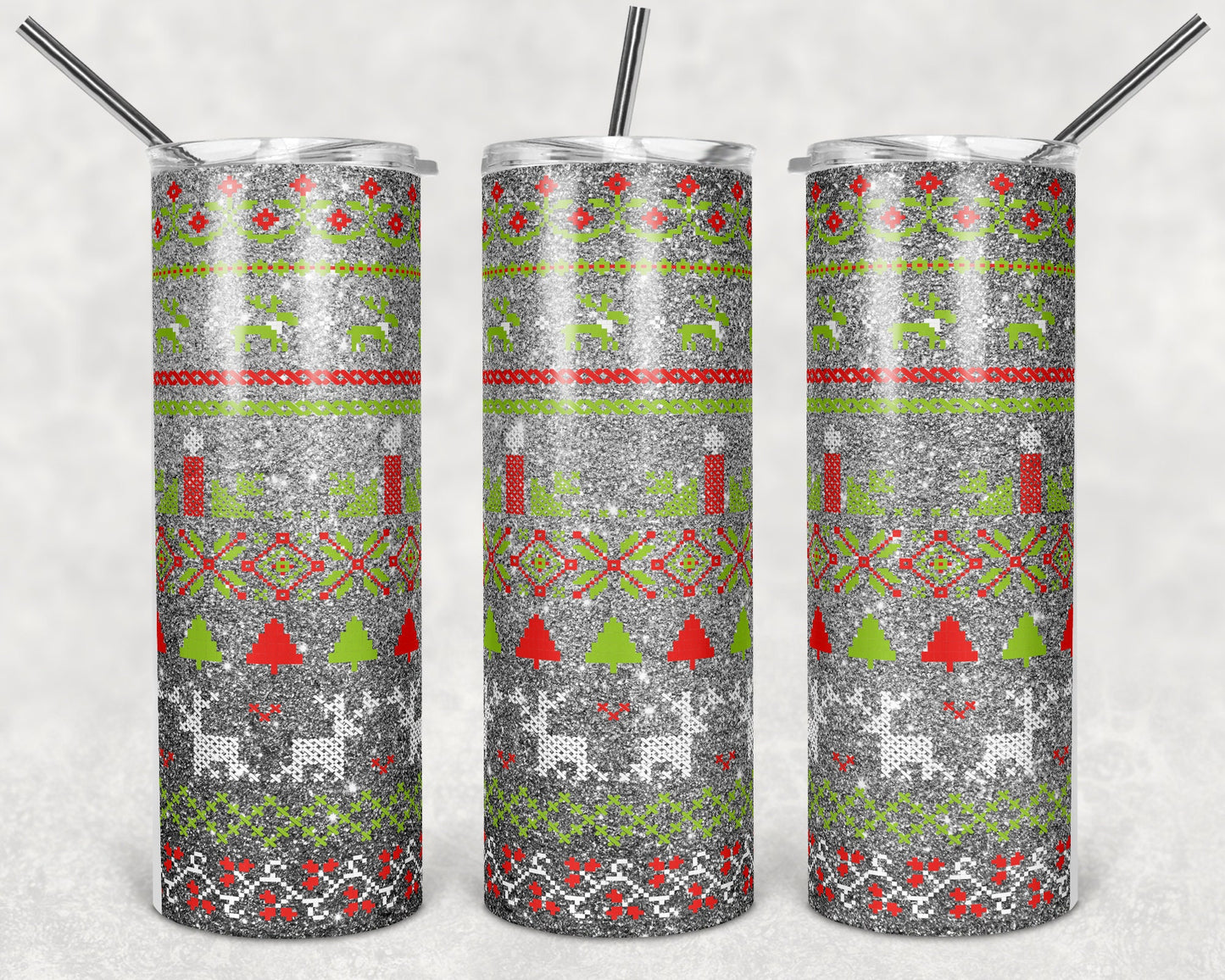 20 oz Skinny Tumbler Christmas Sweater Sublimation Design Print Transfer