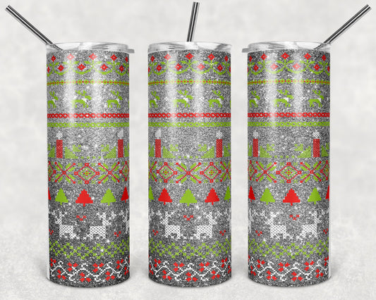 20 oz Skinny Tumbler Christmas Sweater Sublimation Design Print Transfer
