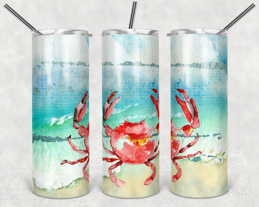 20 oz Skinny Tumbler Ocean Crab Beach Sublimation Design Print Transfer