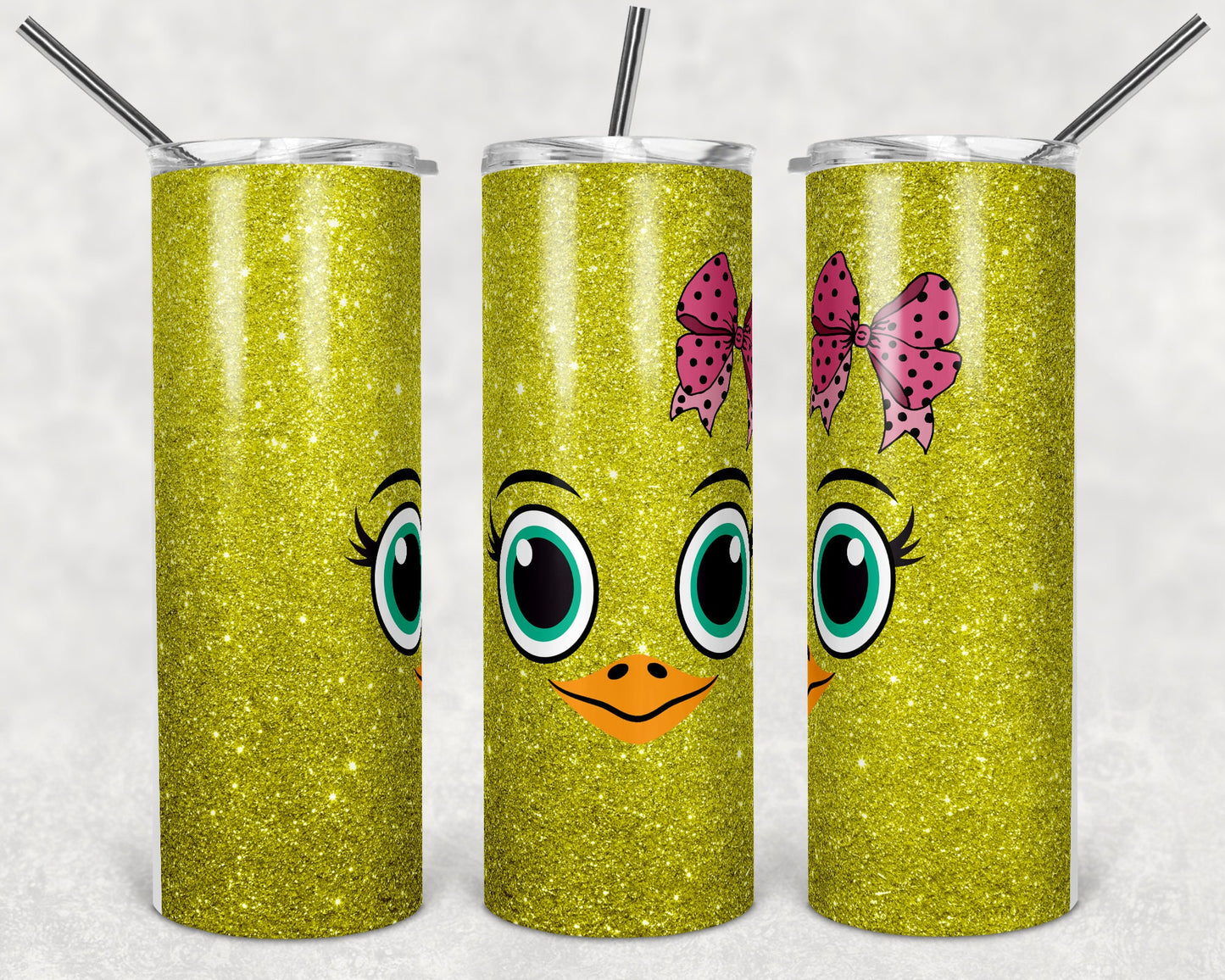 20 oz Skinny Tumbler Sublimation Design Template Glitter Chic Cute Face