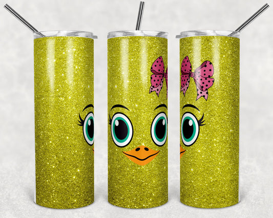 20 oz Skinny Tumbler Sublimation Design Template Glitter Chic Cute Face