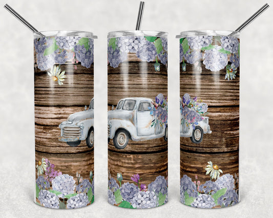 20 oz Skinny Tumbler Sublimation Design Template Floral Farmhouse Truck