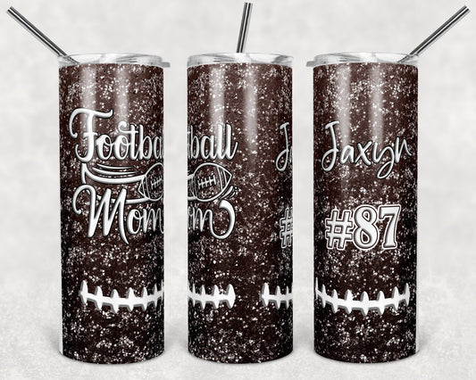 20 oz Skinny Tumbler Glitter Football Mom Sublimation Design Print Transfer