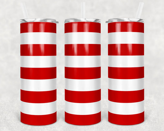 20 oz Skinny Tumbler Red White Stripe Sublimation Design Print Transfer