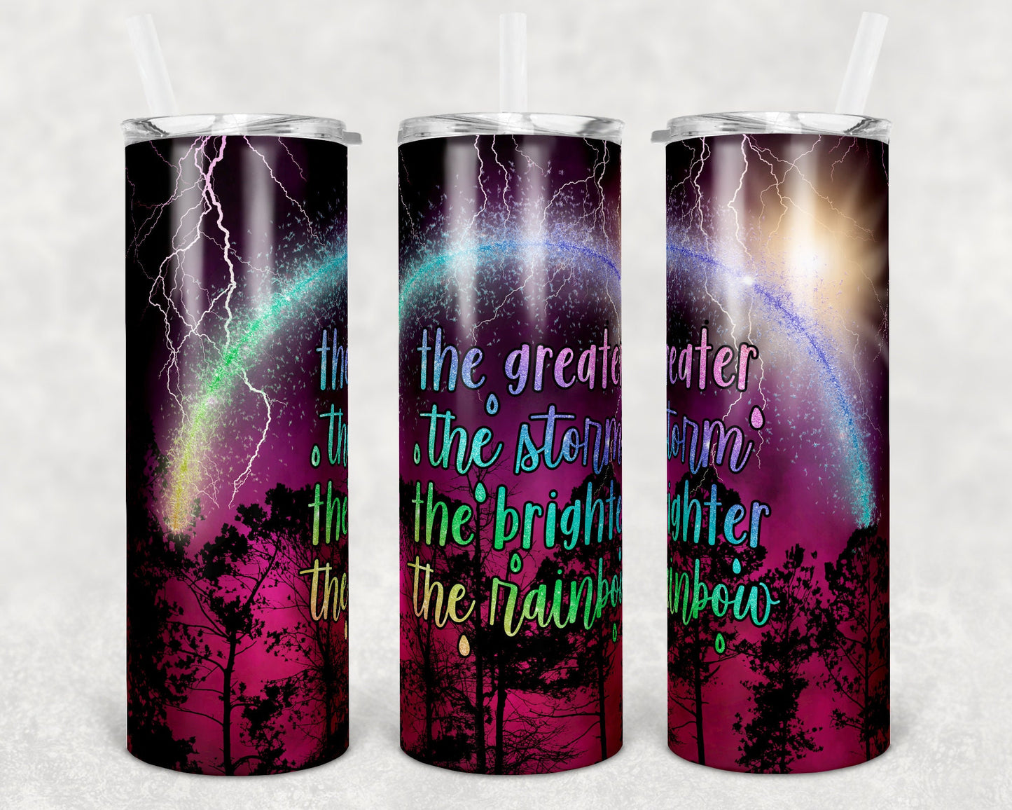20 oz Skinny Tumbler Sublimation Design Template Feather Peacock Design Glitter
