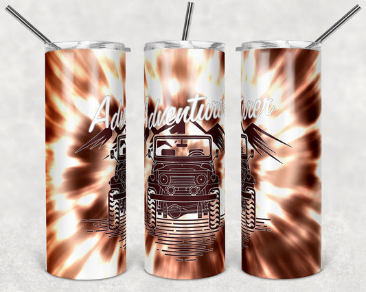 20 oz Skinny Tumbler Sublimation Design Template Tie Dye off road Print Transfer