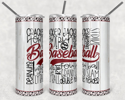 20 oz Skinny Tumbler Sublimation Design Template Baseball Design Print Transfer