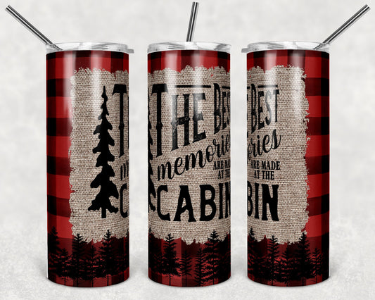 20 oz Skinny Tumbler Sublimation Design Template Best Memories Cabin Design