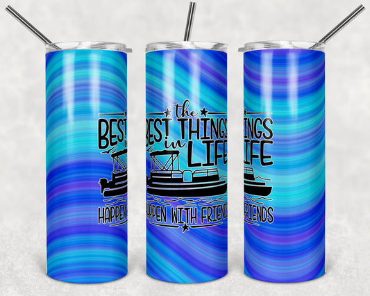 20 oz Skinny Tumbler Sublimation Design Template Best Life Pontoon Design