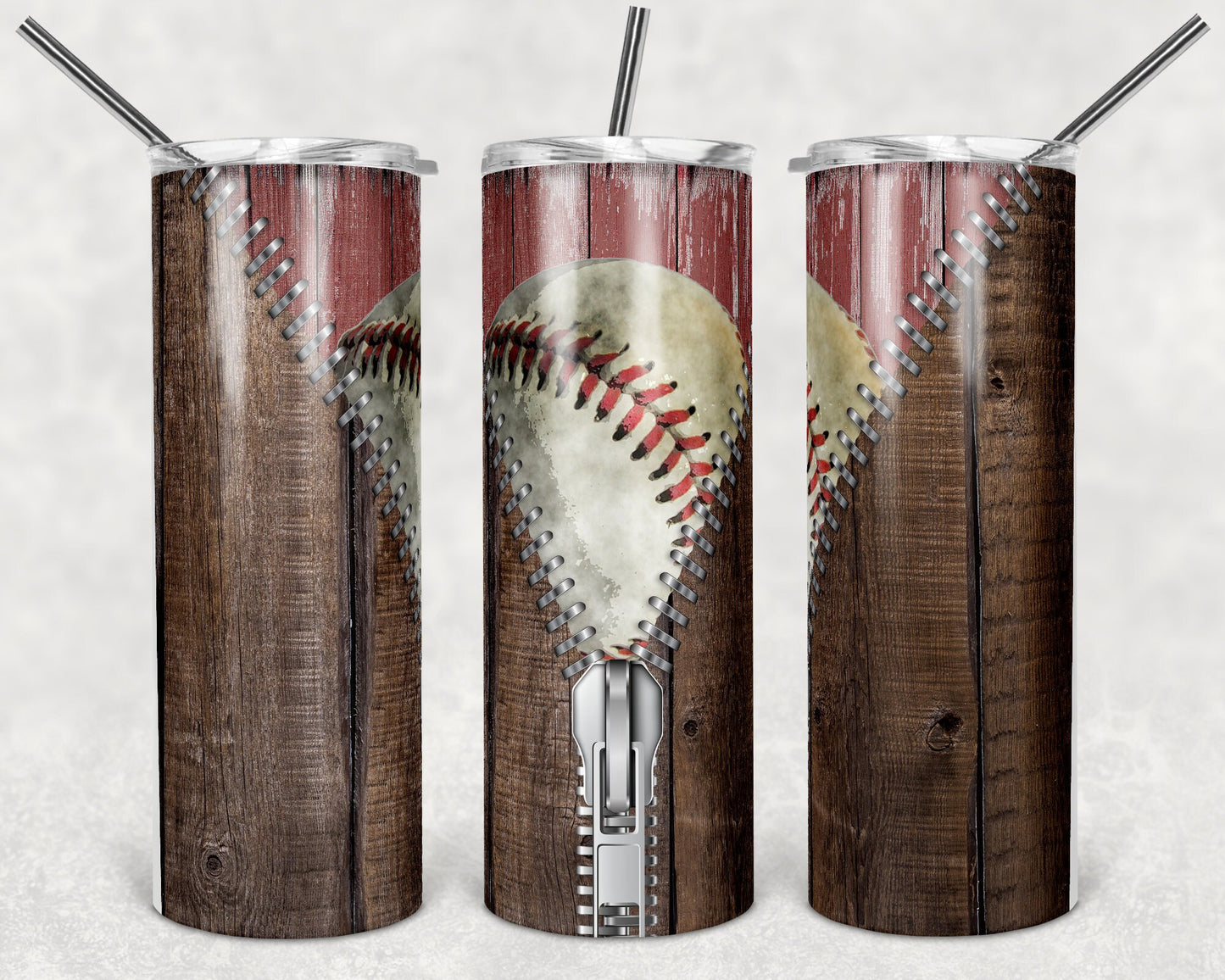 20 oz Skinny Tumbler Zipper Baseball Sublimation Design Template Design Print Transfer