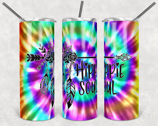 20 oz Skinny Tumbler TieDye Hippie Soul Sublimation Design Print Transfer