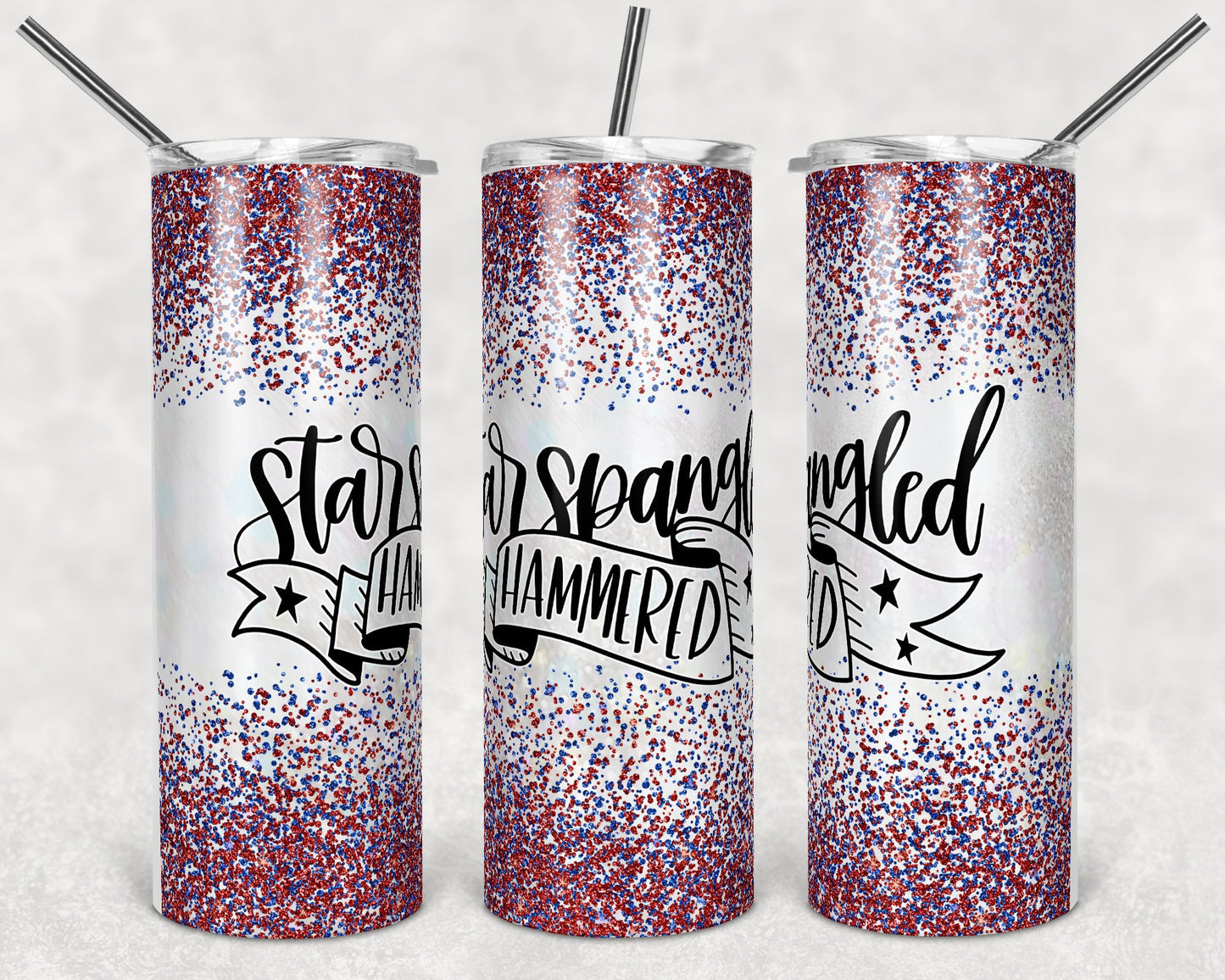 20 oz Skinny Tumbler Star Spangled Hammered Sublimation Design Print Transfer