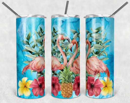 20 oz Skinny Tumbler Flamingo Sublimation Design Print Transfer