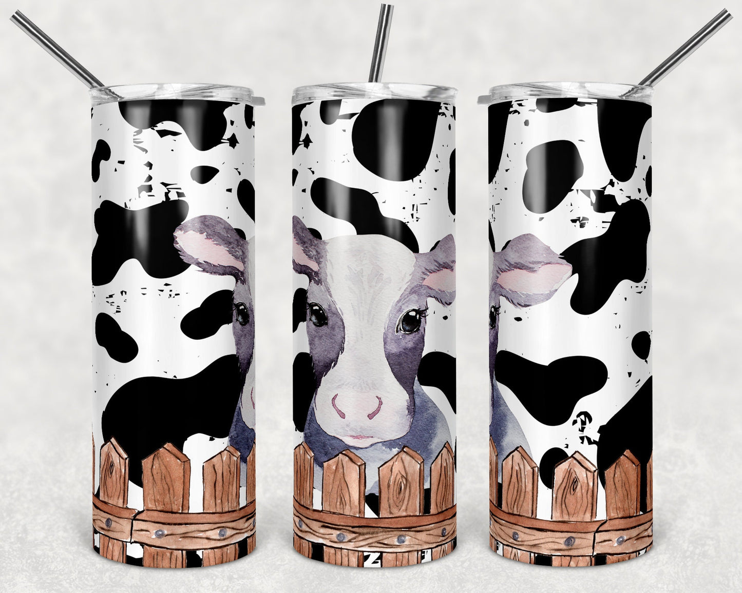 20 oz Skinny Tumbler Cow Print Cute Cow Sublimation Design Print Transfer